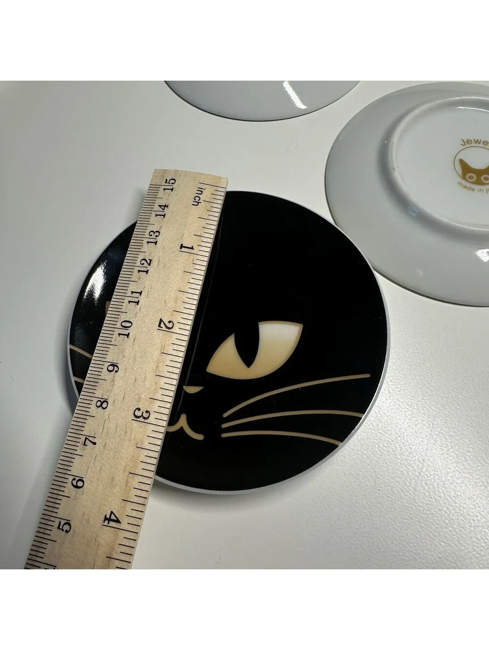 Jewel Miya Black Cat Eyes Plate Set of 5 Ceramic Miniature Plates 3.5